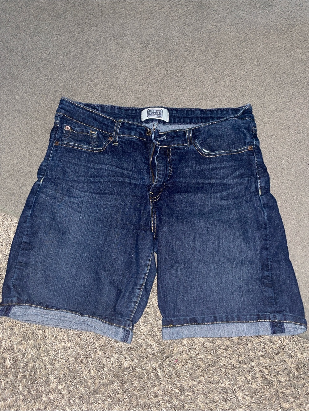 Signature by Levi Strauss Dark Blue Denim Jean Shorts